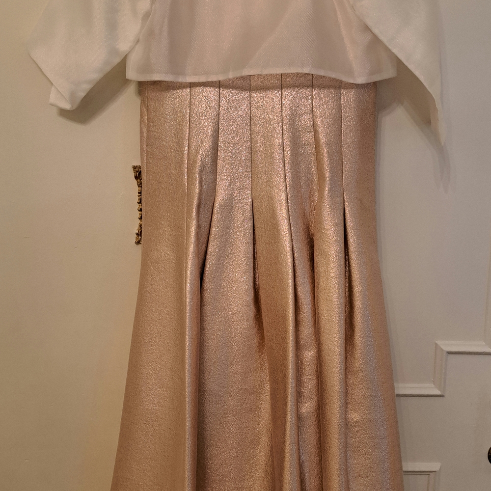 Elegant Kids Formal Dress in White and Gold